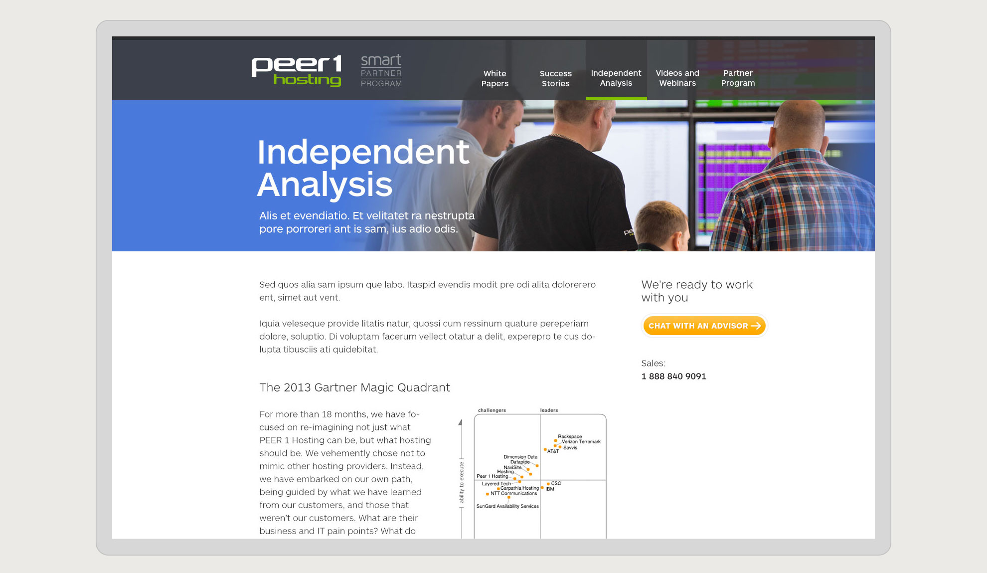 Peer 1 Hosting website