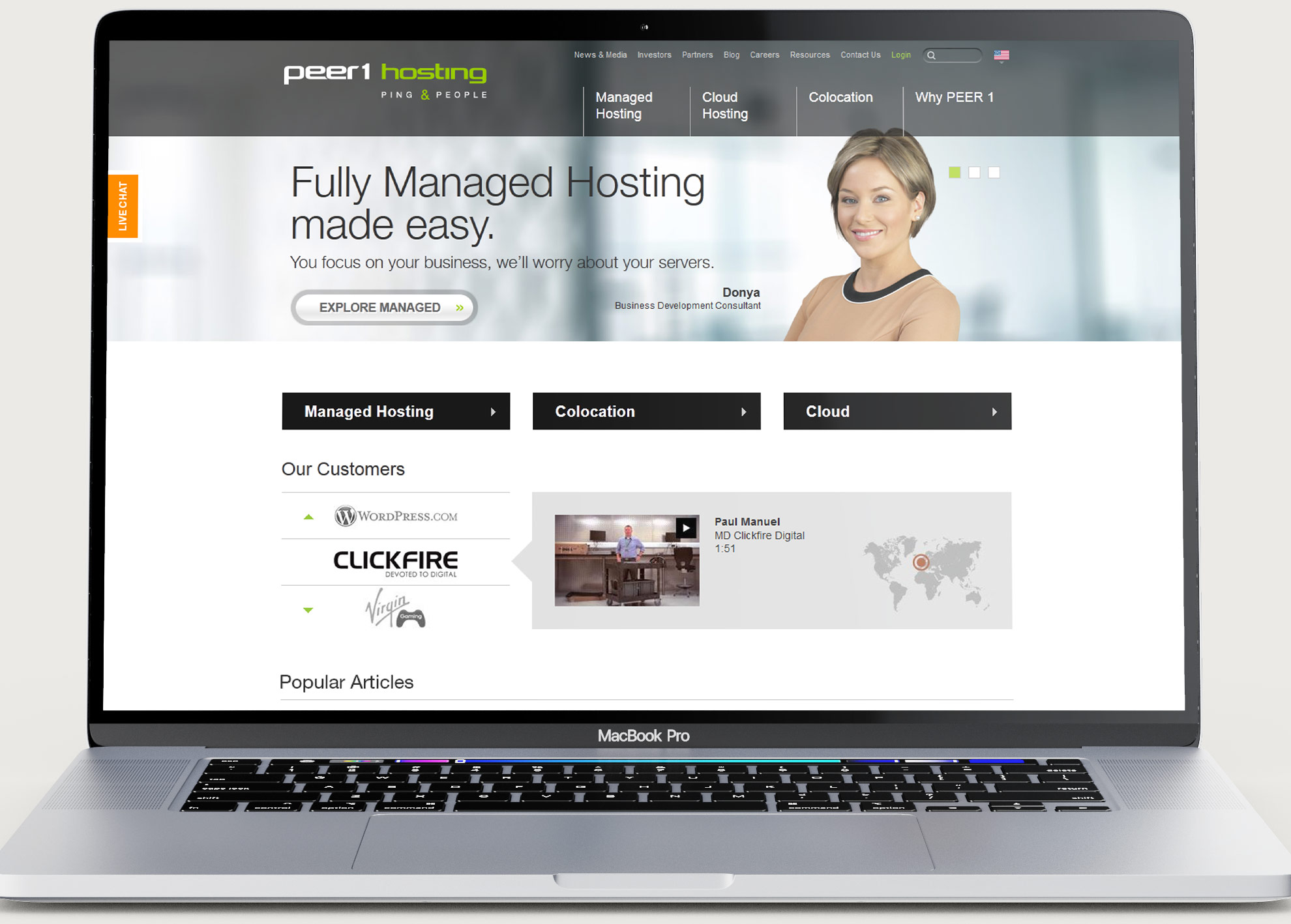 Peer 1 Hosting website